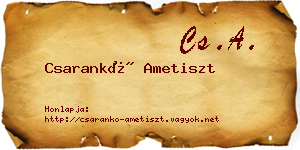 Csarankó Ametiszt névjegykártya